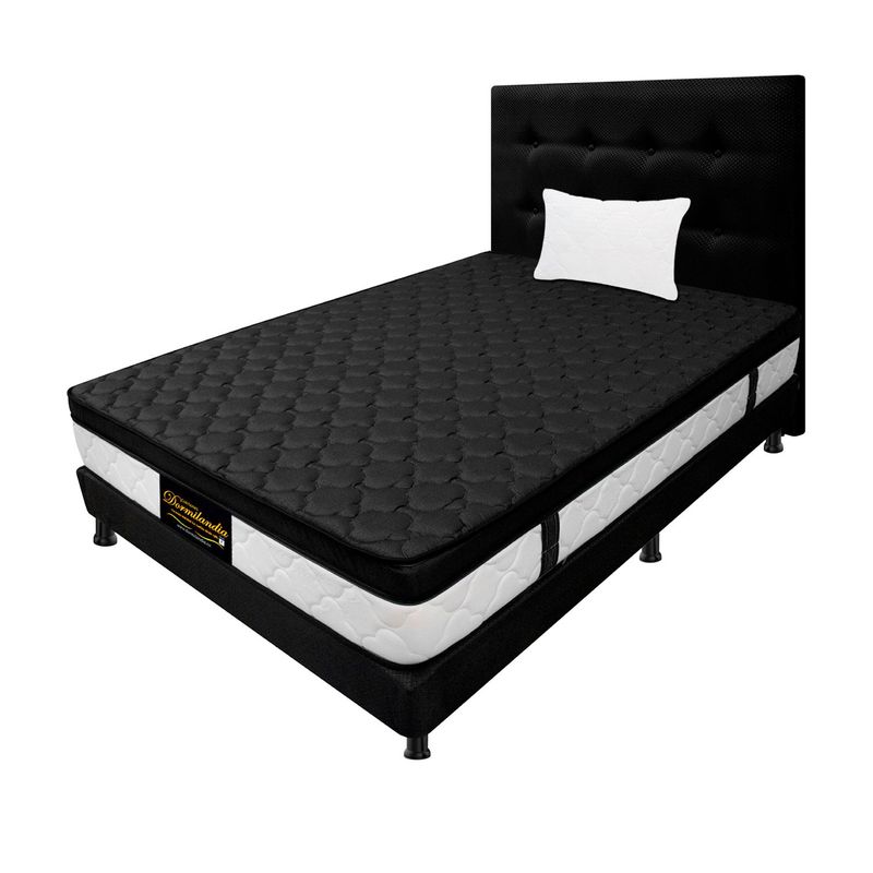 DORMILANDIA - Colchón con Base Cama cama Sencillo Firmeza Media Ortopédico Resortado con Pillow Dublín 100 x 190 cm + Almohada Dormilandia - 0% Interés a 3 Cuotas Pagando con tu CMR Banco Falabella