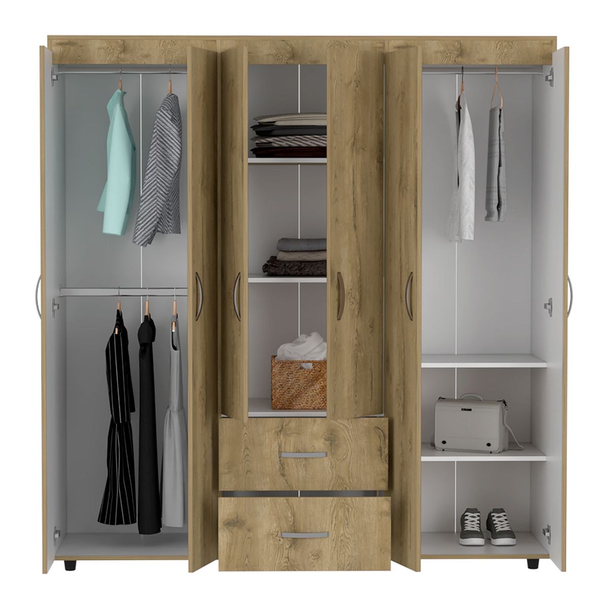 RTA MUEBLES - Closet Moderno en Aglomerado MDP 6 Puertas 2 Cajones 180 x 170 x 50 cm RTA Design  - Mueble