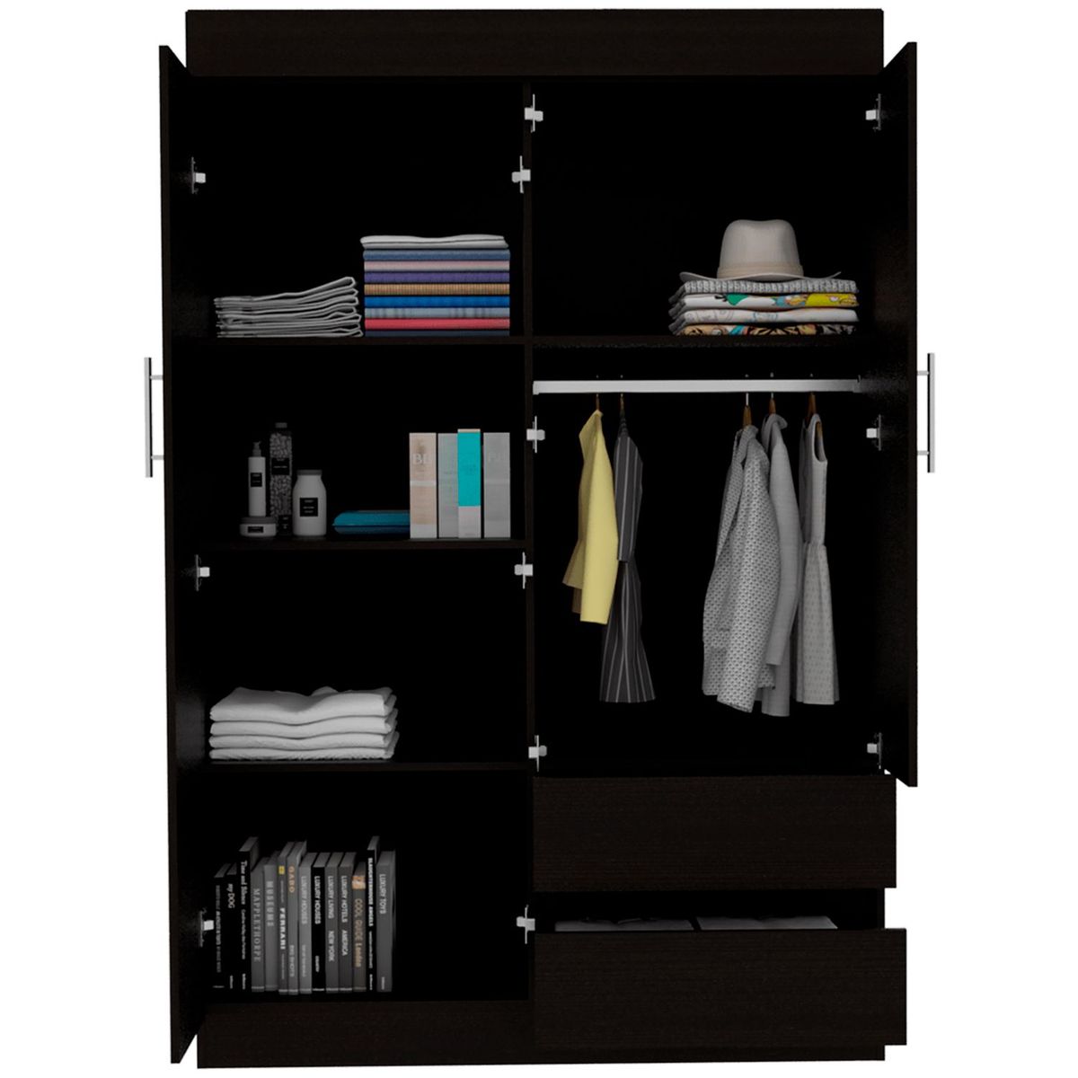 RTA MUEBLES - Clóset Caoba 4 puertas 2 cajones