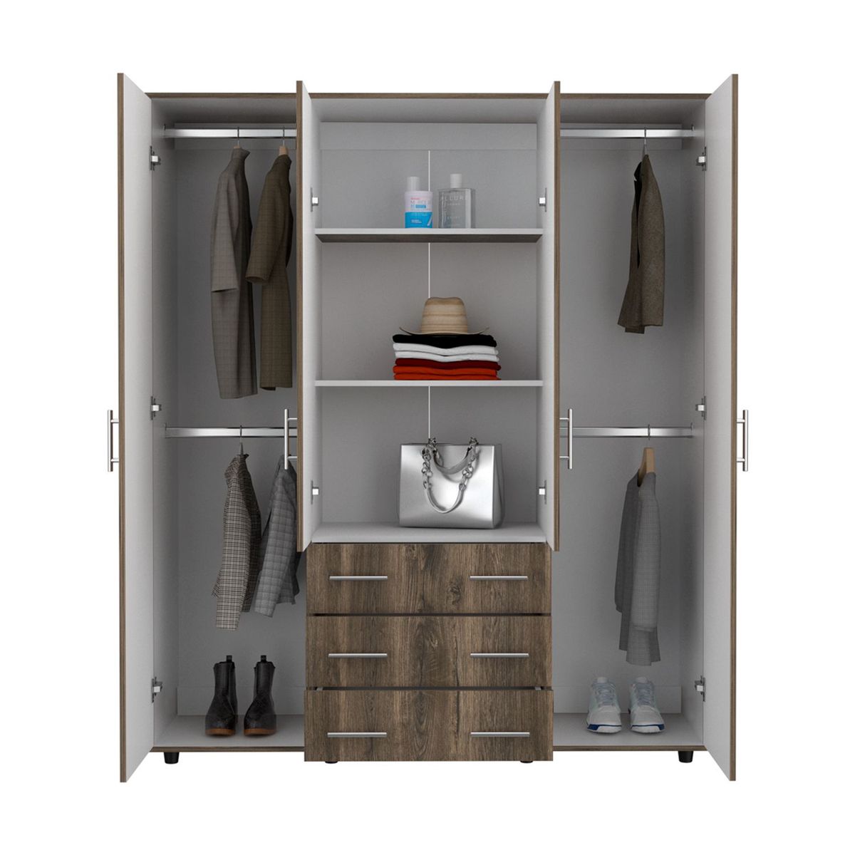 RTA MUEBLES - Closet Moderno en Aglomerado MDP 4 Puertas 3 Cajones 179 x 150 x 493 cm RTA Design  - Mueble