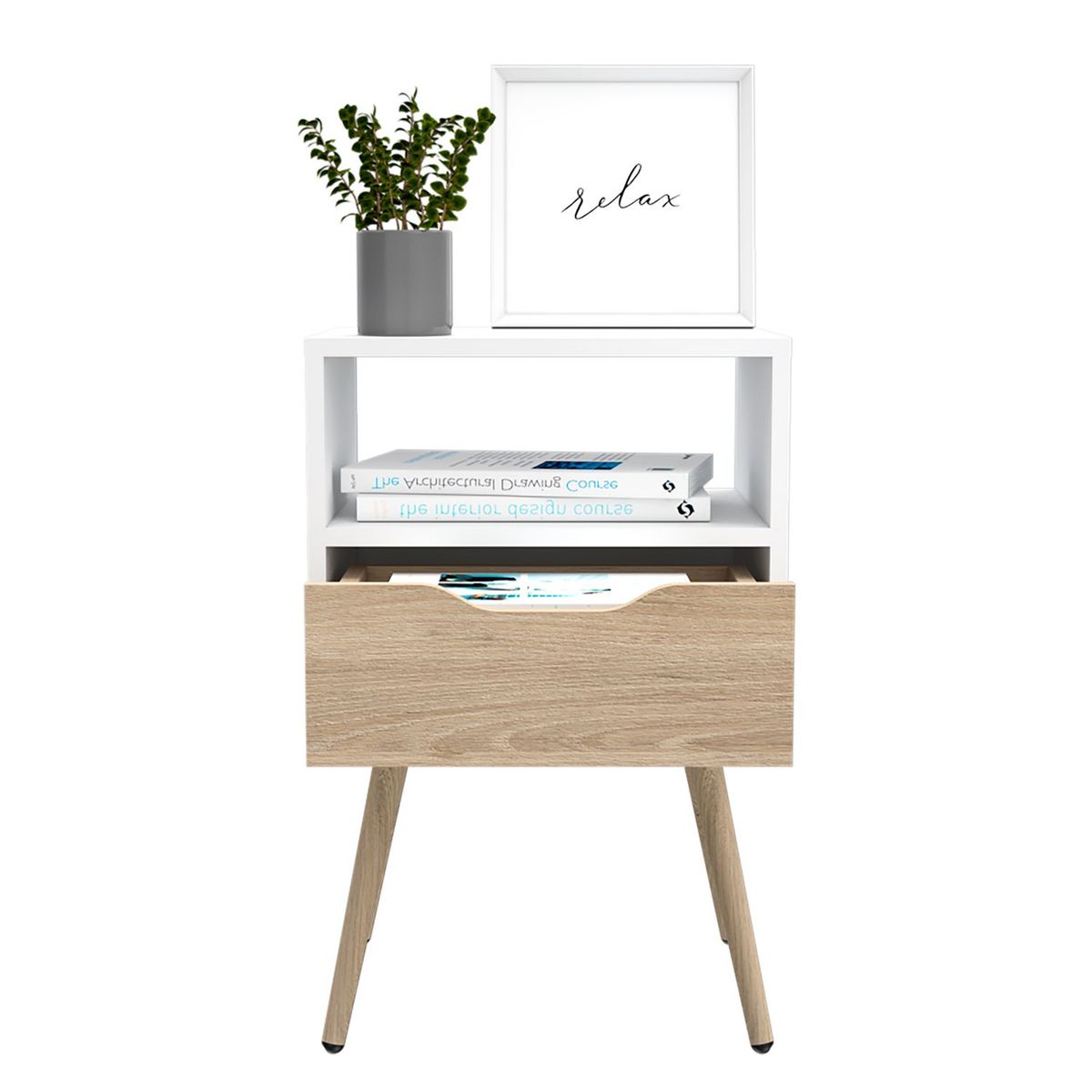 RTA MUEBLES - Mesa de Noche Moderna de 1 Cajón 63 x 40 x 35 cm RTA Muebles