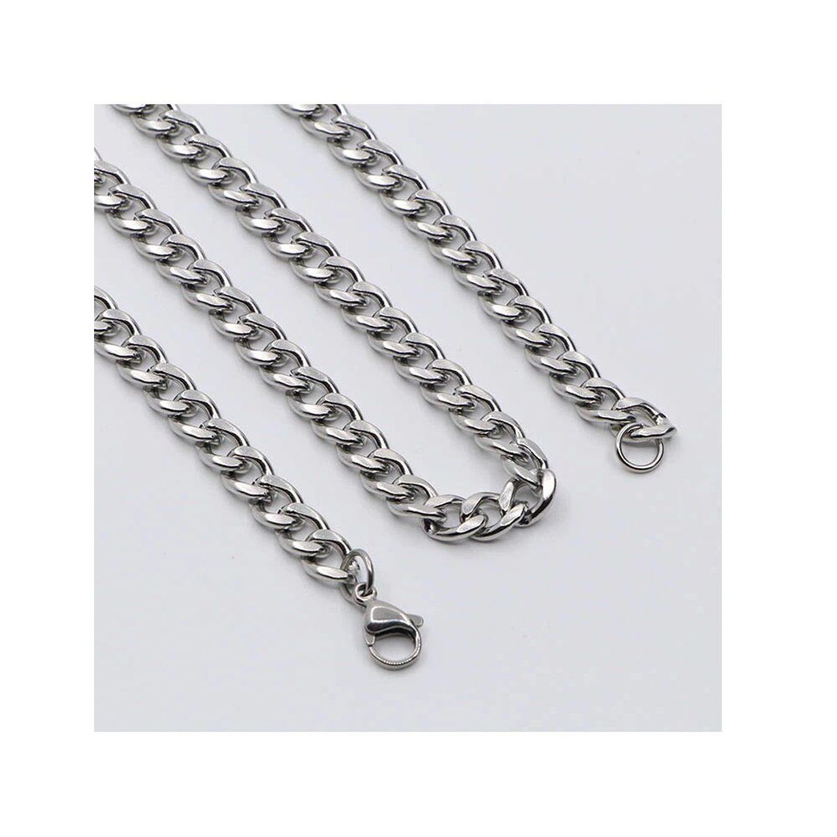 GENERICO - Cadena Cubana Eslabon Acero Inoxidable Unisex 55Cm