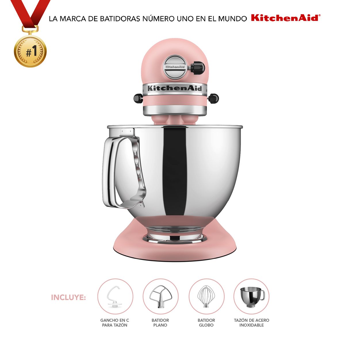 KITCHENAID - Batidora de Pedestal KitchenAid Artisan KSM150PSDR Rosa Mate, 10 velocidades