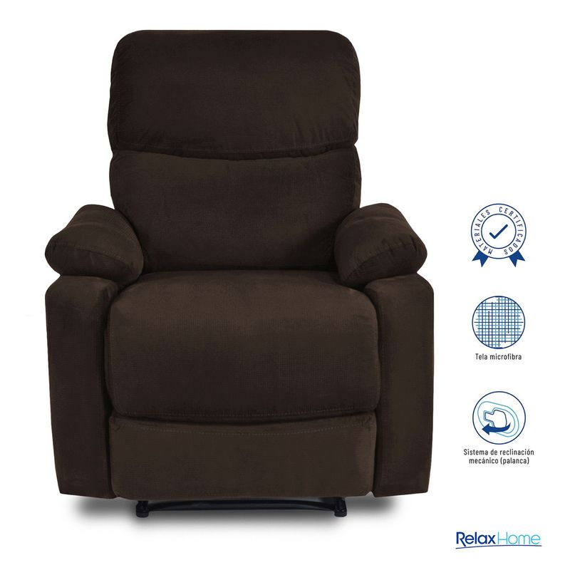 ELITE LIVING - Silla Reclinable Moderna 1 Puesto en Microfibra Mecánica 85 X 100 X 100 cm Elite Living