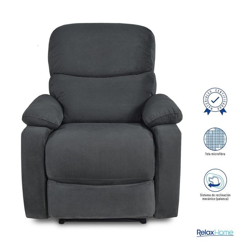 ELITE LIVING - Silla Reclinable Moderna 1 Puesto en Microfibra Mecánica 85 X 100 X 100 cm Elite Living