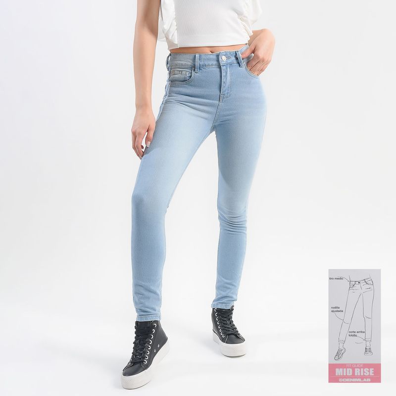DENIMLAB - Jean Skinny para Mujer Tiro medio de Algodón Denimlab