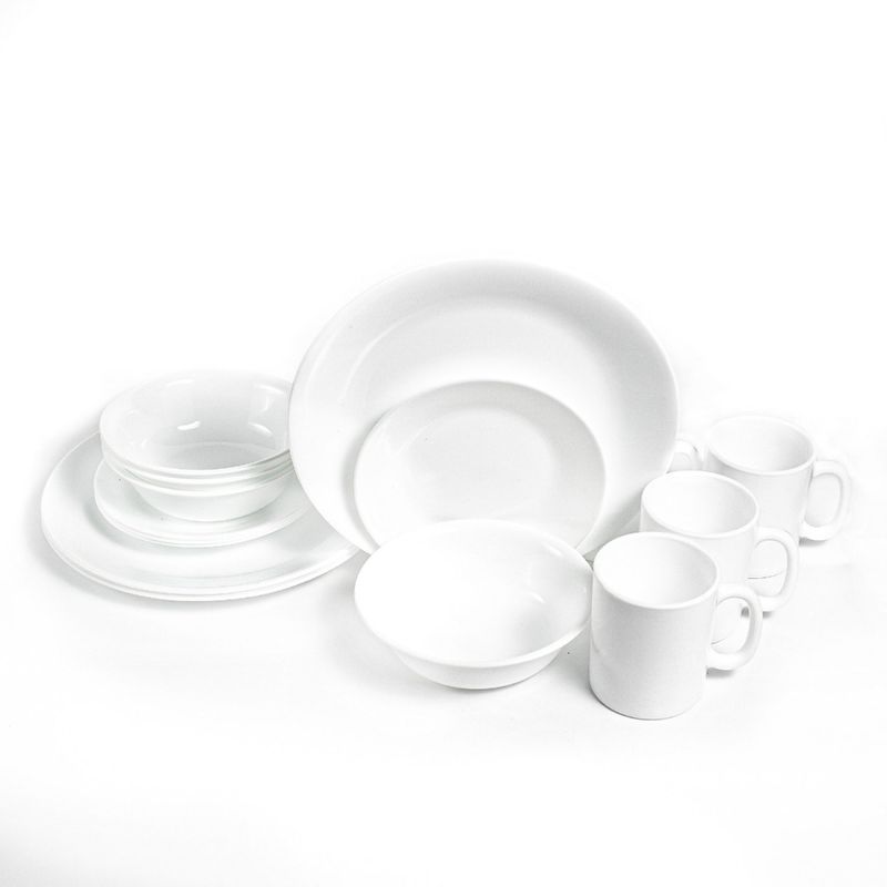 CORELLE - Vajilla Corelle: Blanca 4 puestos 16 piezas