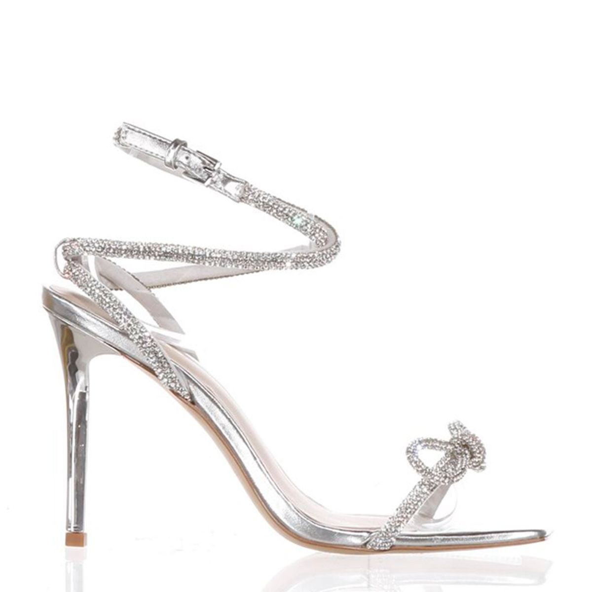 ALDO - Sandalias para Mujer con tacón delgado y apliques brillantes. Sandalias Aldo plateadas de moda para mujer