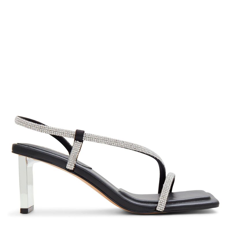 ALDO - Sandalias para Mujer con tacon delgado. Sandalias Aldo negras con apliques brillantes de moda para mujer