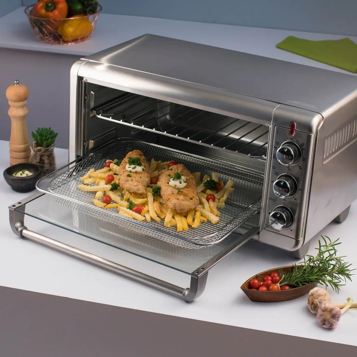 BLACK+DECKER - Horno eléctrico freidora de aire BLACK+DECKER extra amplio