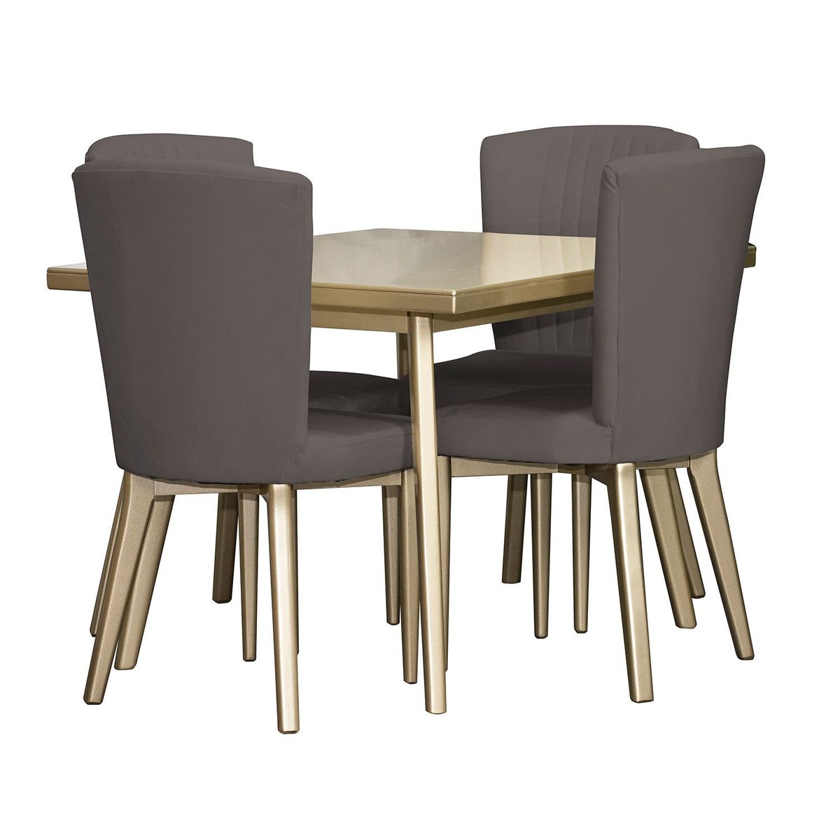 MICA - Juego de Comedor Moderno para 4 Personas Crema (Comedor + 4 Sillas) Mica