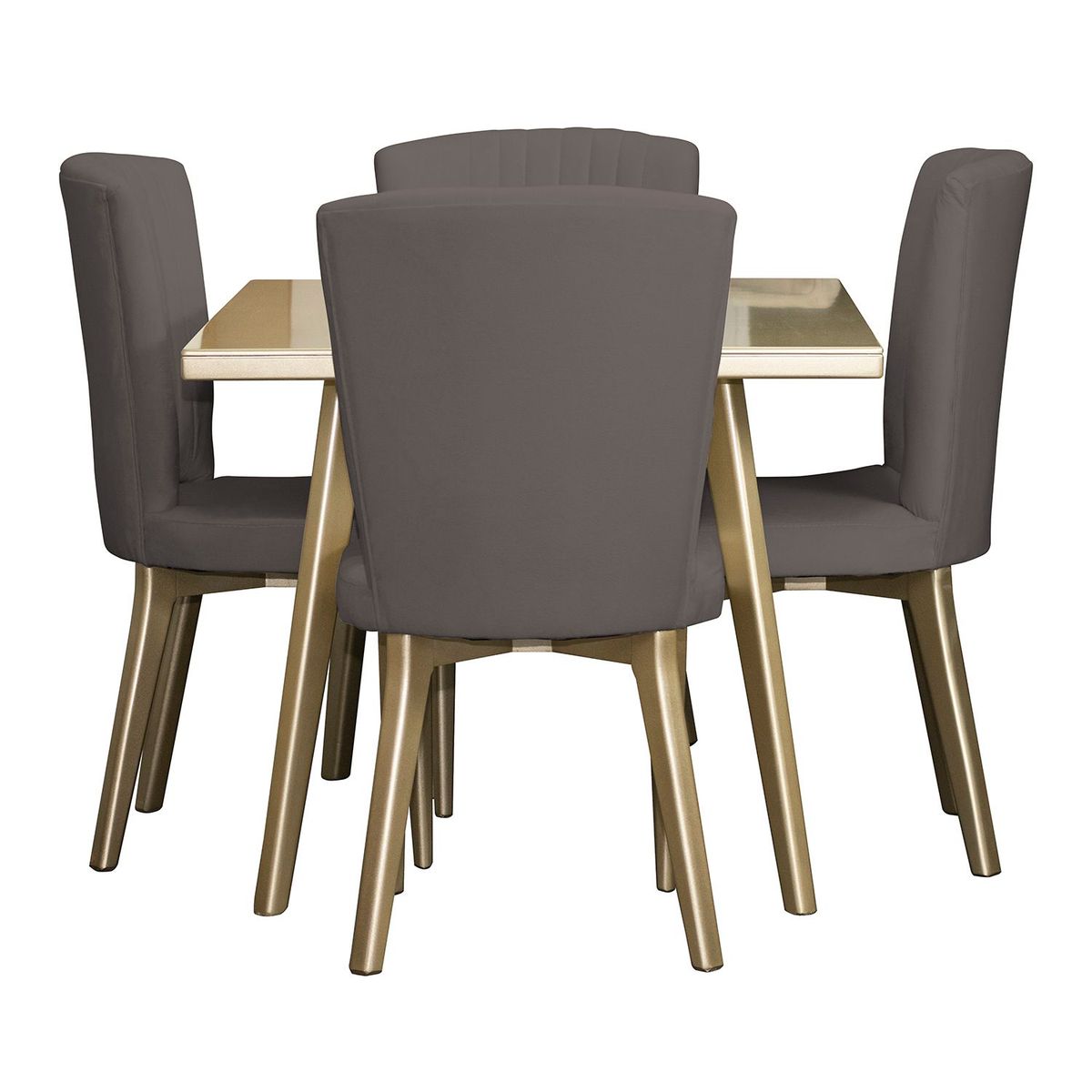 MICA - Juego de Comedor Moderno para 4 Personas Crema (Comedor + 4 Sillas) Mica