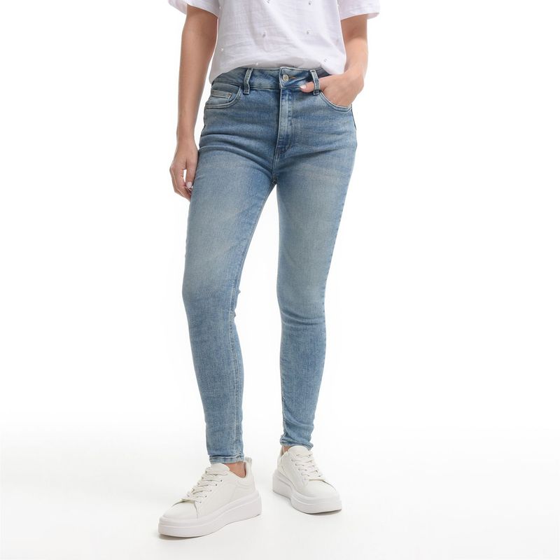 BASEMENT - Jean Skinny para Mujer Tiro medio de Algodón Basement