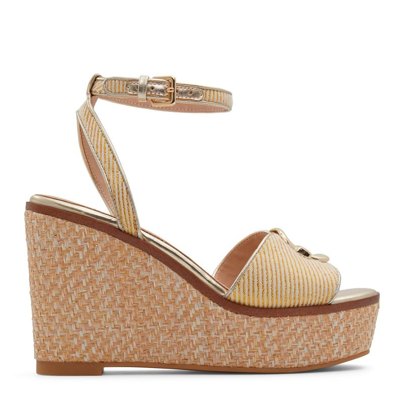 ALDO - Sandalias para Mujer con tacón corrido. Sandalias Aldo dorado y blanco de moda para mujer