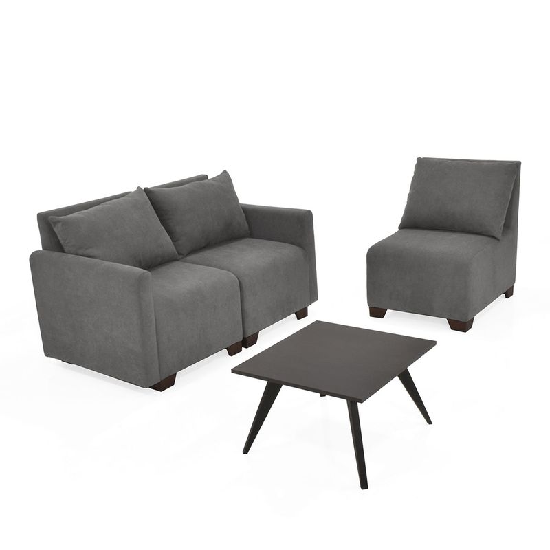 MICA - Juego de Sala Moderno en Poliéster (Sofá Modular 2 Puestos + Poltrona + Mesa de Centro) Altea Mica