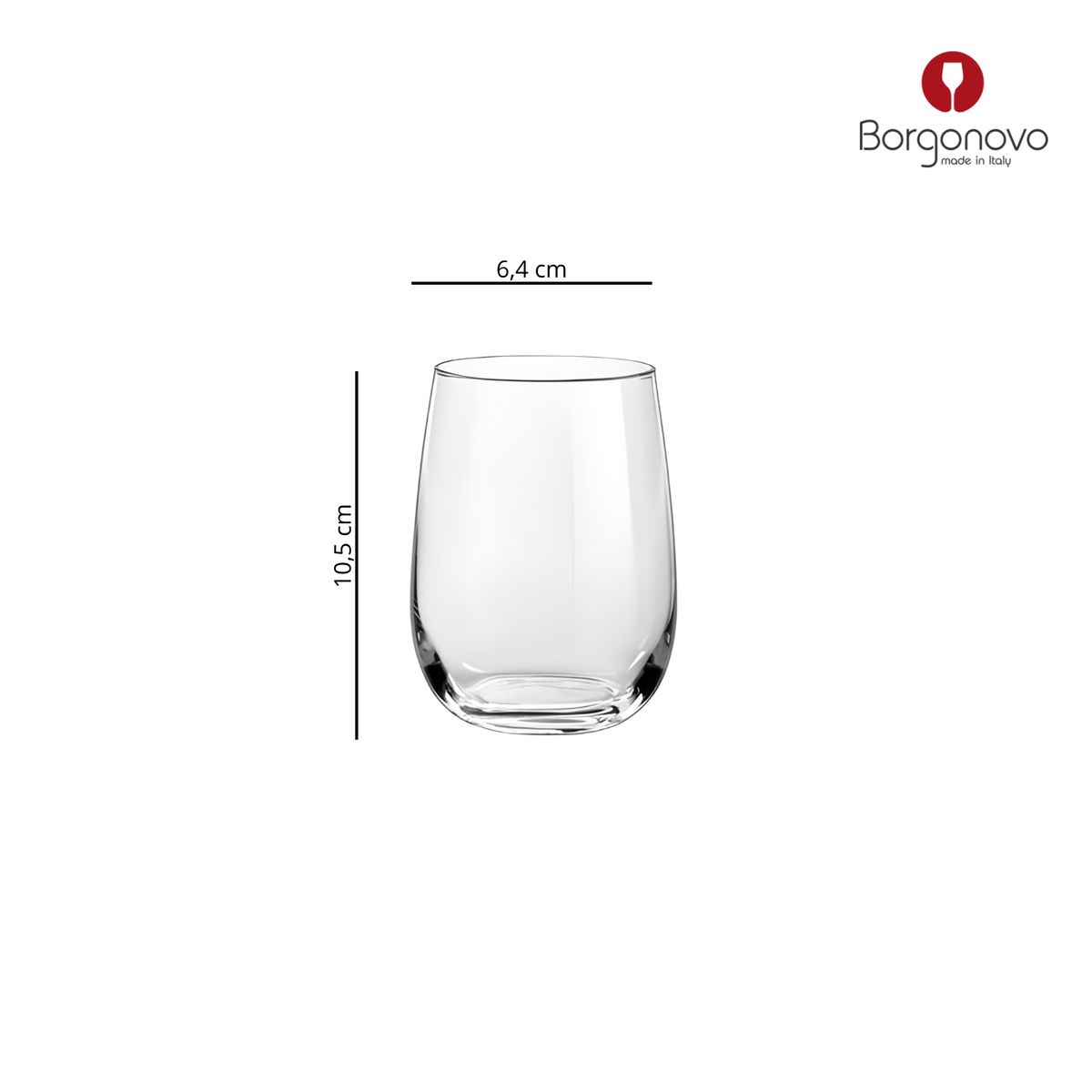 BORGONOVO - Vaso de vidrio corto Borgonovo: 4 piezas