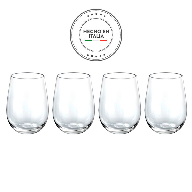 BORGONOVO - Vaso de vidrio corto Borgonovo: 4 piezas