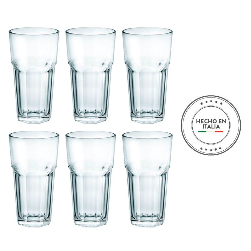BORGONOVO - Vaso de vidrio alto Borgonovo: 6 piezas