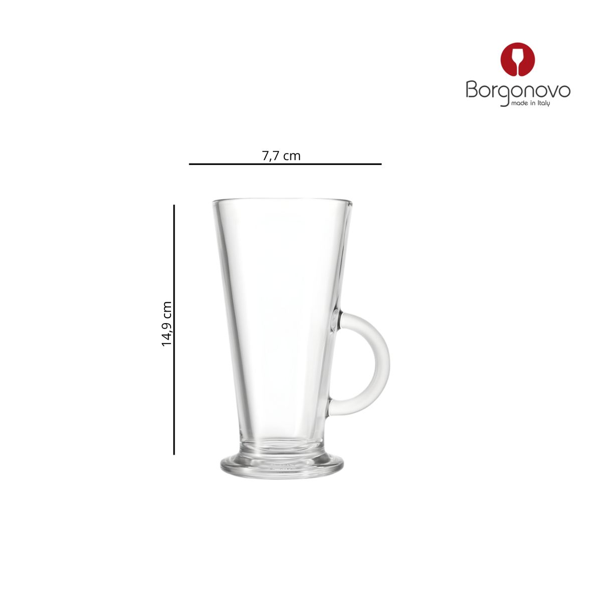 BORGONOVO - Taza de Vidrio Borgonovo: 280 ml