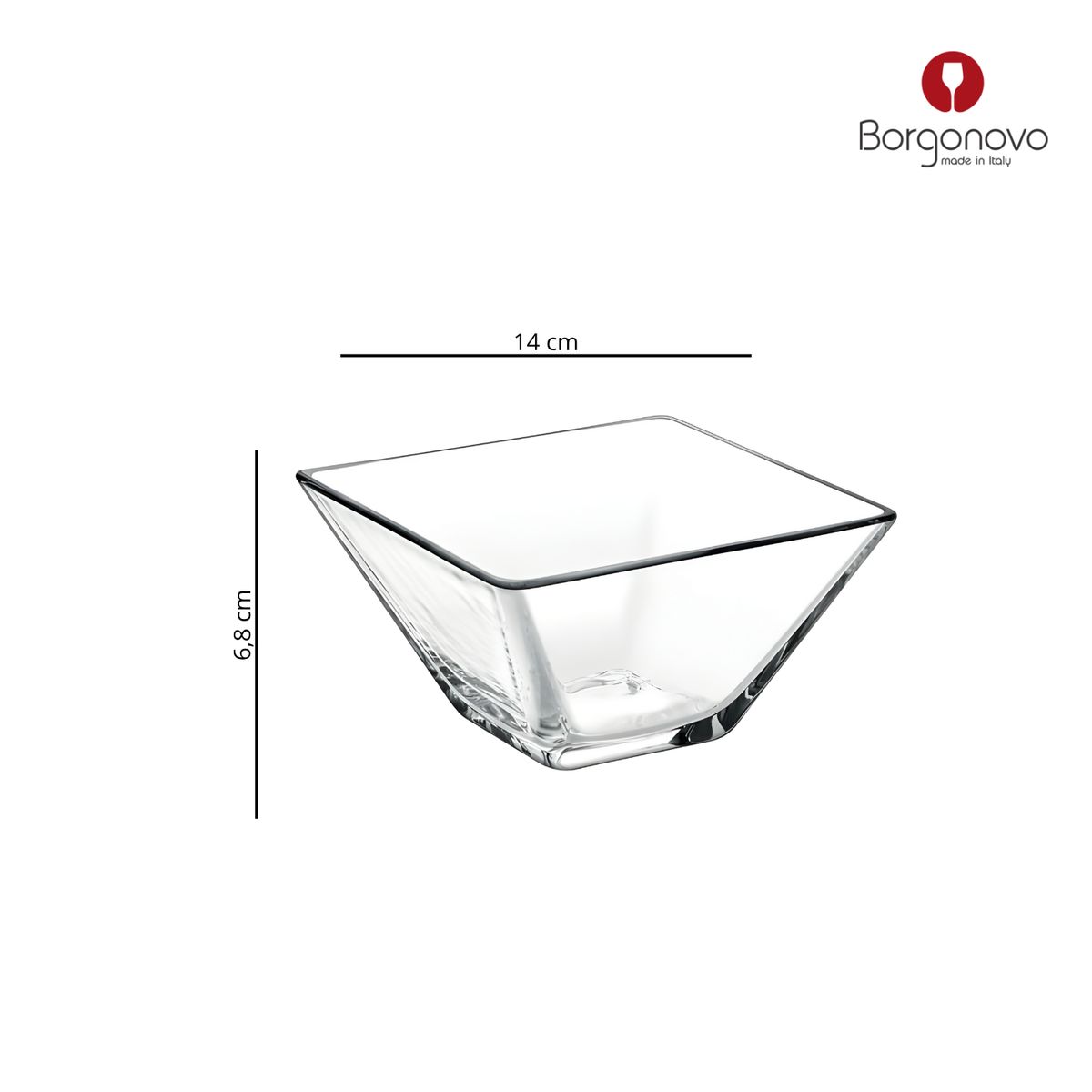 BORGONOVO - Ensaladera de Vidrio Borgonovo: 14 x 14 cm