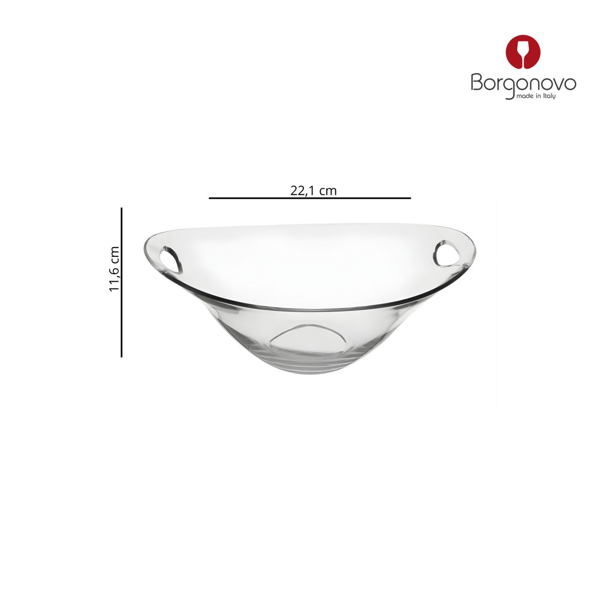 BORGONOVO - Ensaladera de Vidrio Borgonovo: 22.1 x 29.2 cm
