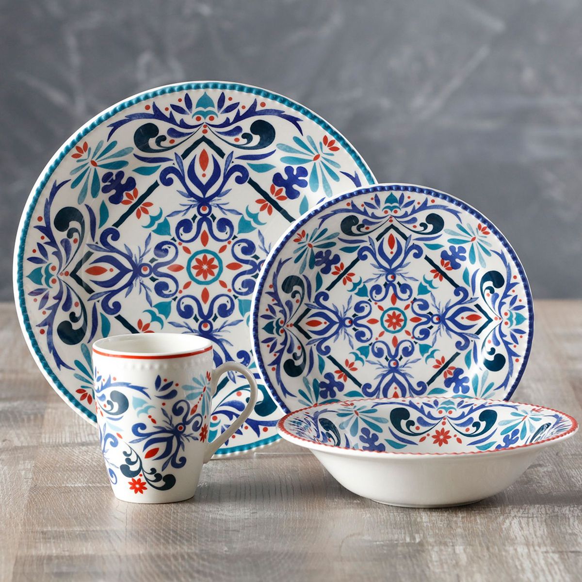 CORONA - Vajilla Corona: Cerámica Antonella 4 puestos 16 piezas