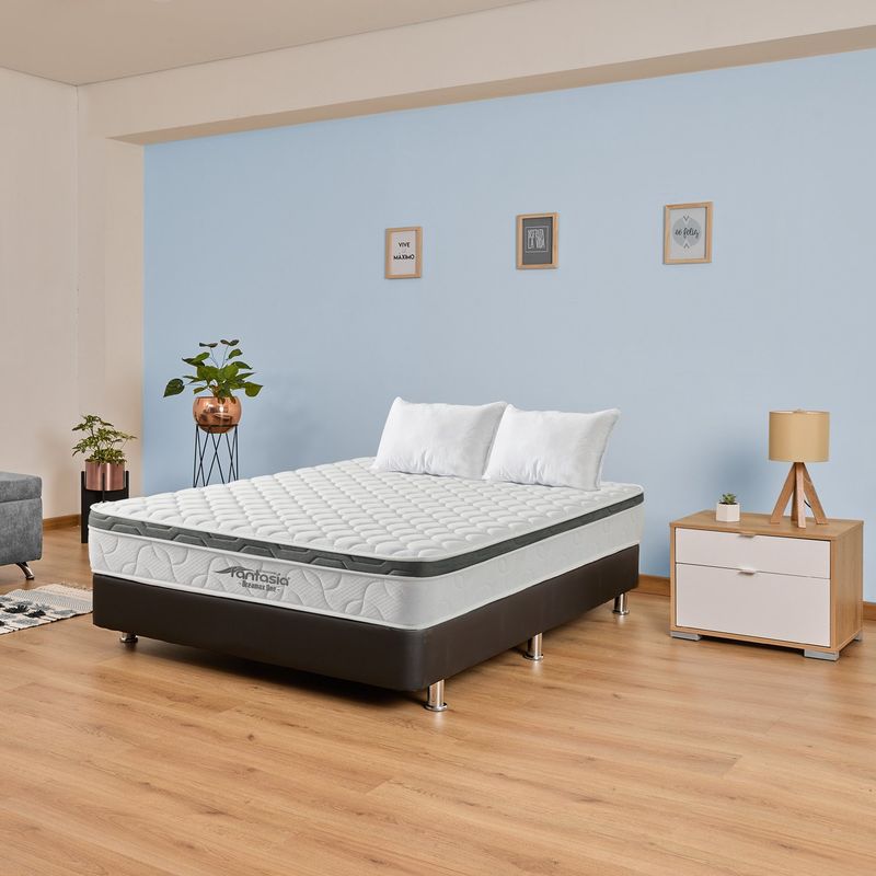 COLCHONES FANTASIA - Colchón con Base Cama Doble Firmeza Media Ortopédico Resortado con Pillow Dreamax One 140 x 190 cm + 2 Almohadas Colchones Fantasía