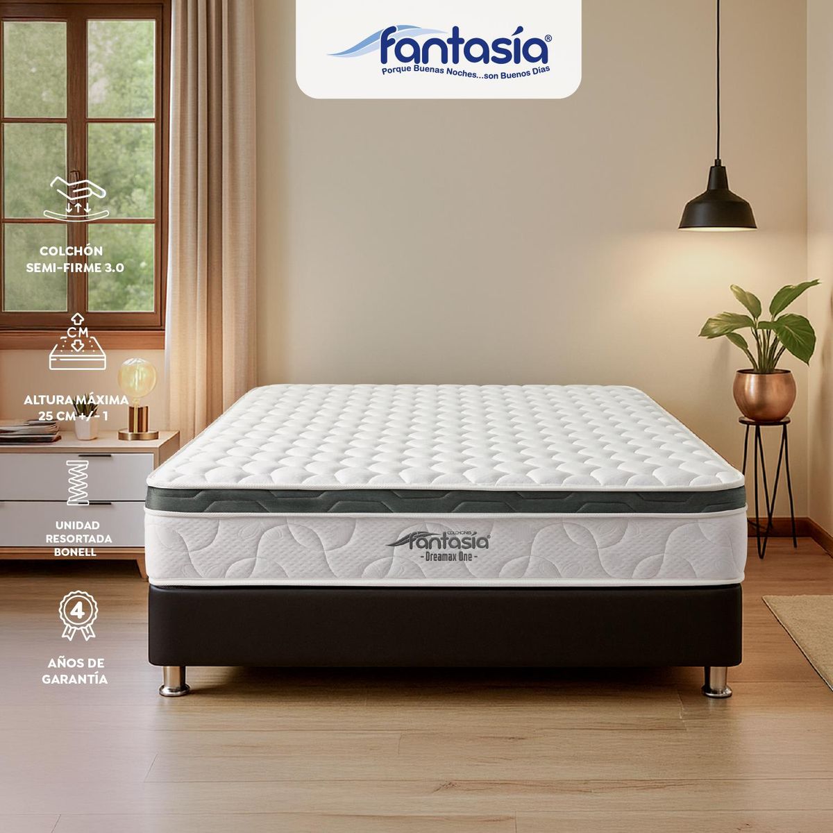 COLCHONES FANTASIA - Colchón Doble Firmeza Media Ortopédico Resortado con Pillow Dreamax Rb One 140 x 190 cm Colchones Fantasía