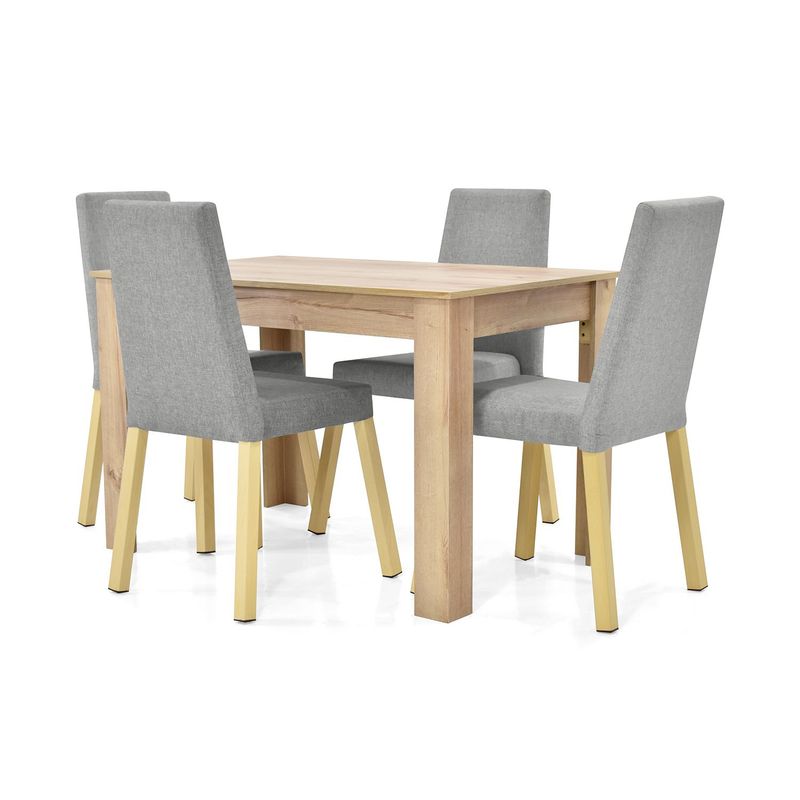 MICA - Juego de Comedor Moderno para 4 Personas Gris (Comedor + 4 Sillas) Mica