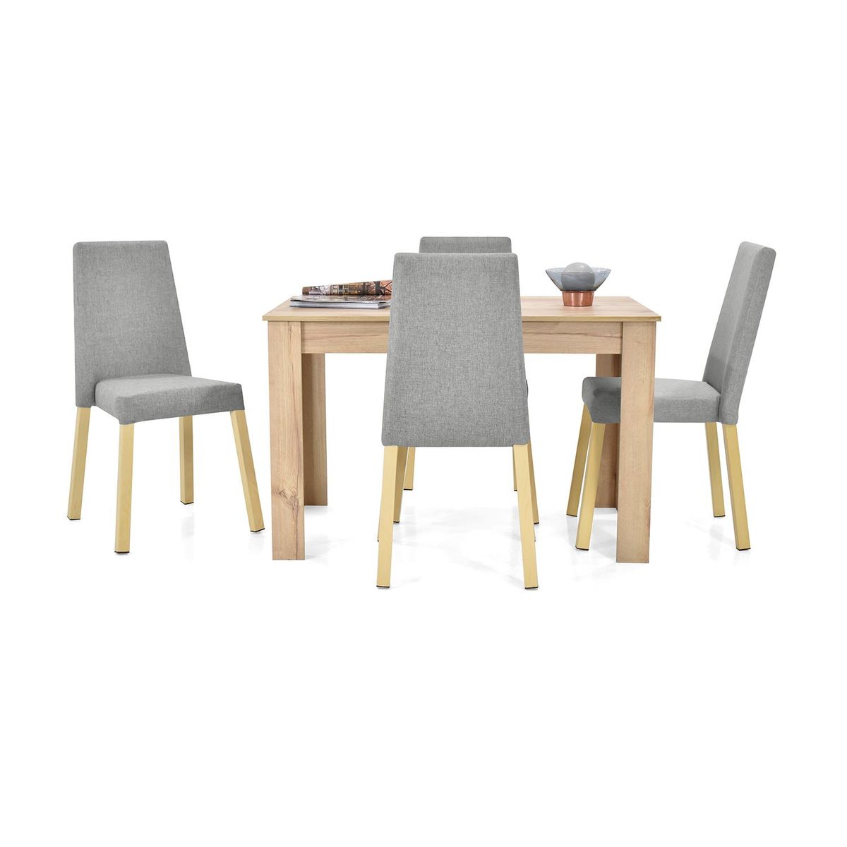 MICA - Juego de Comedor Moderno para 4 Personas Gris (Comedor + 4 Sillas) Mica