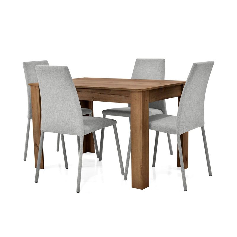 MICA - Juego de Comedor Moderno para 4 Personas Gris Café (Comedor + 4 Sillas) Mica
