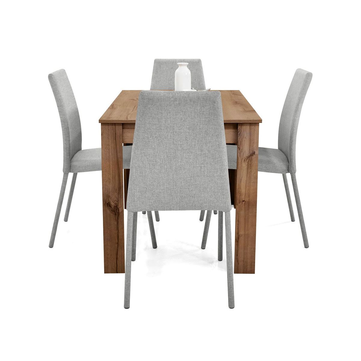 MICA - Juego de Comedor Moderno para 4 Personas Gris Café (Comedor + 4 Sillas) Mica