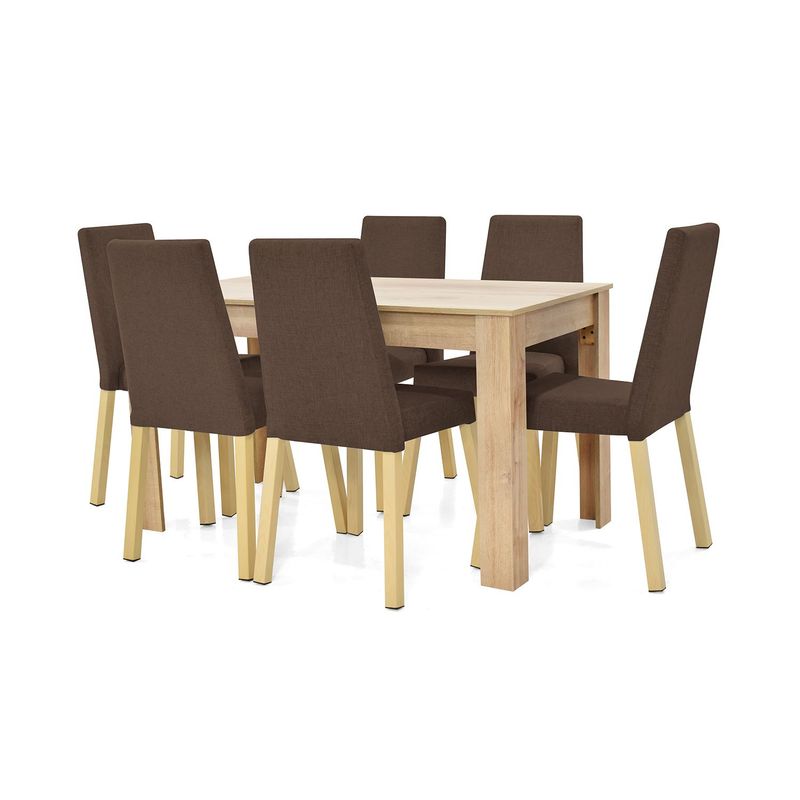 MICA - Juego de Comedor Moderno para 6 Personas (Comedor + 4 Sillas + Banca) Mica