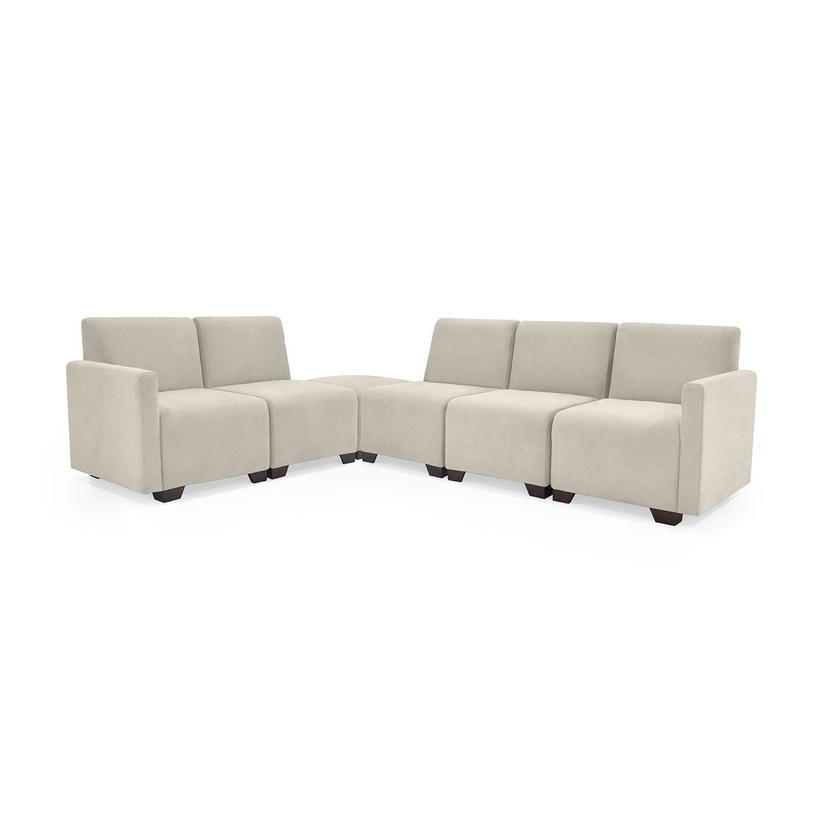 MICA - Juego de Sala Moderno en Poliéster (Sofá Modular + 2 Poltronas + Puff) Bergen Mica