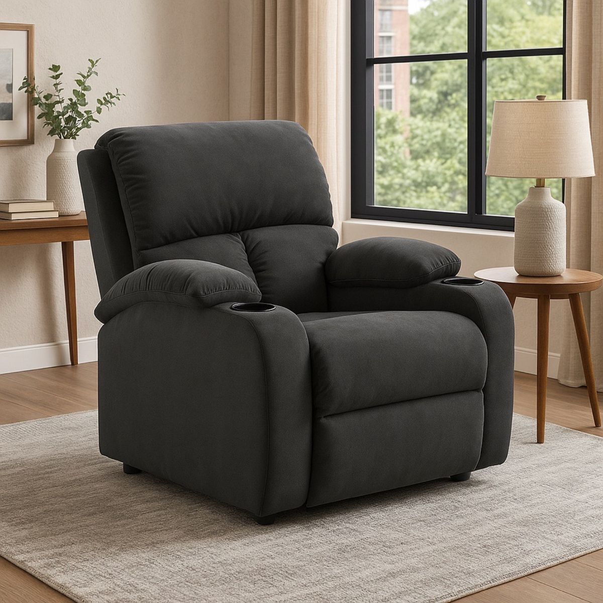 MICA - Silla Reclinable Moderna 1 Puesto Microfibra Push Arm New Rest 82 x 92 x  95 cm Mica - Mueble