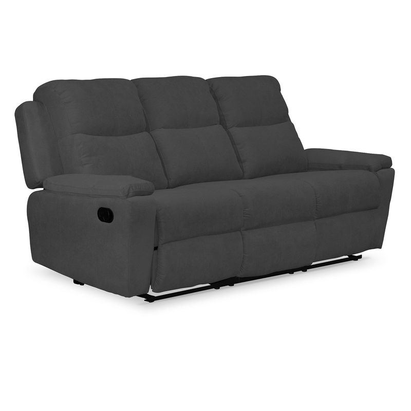 MICA - Sofá Reclinable 3 puestos Microfibra Mecánico Marsella 200 X 100 X 80 cm Gris Oscuro Mica