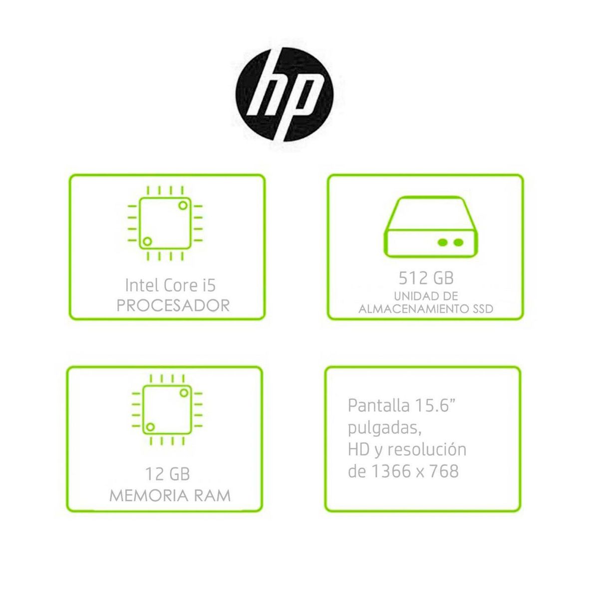 HP - Portátil Hp Intel Core i5 12GB 512GB Windows 11 15.6 pulgadas 15-dy2505la
