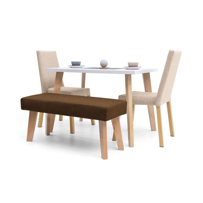 MICA - Juego de Comedor Moderno para 4 Personas Gris (Comedor + 2 Sillas + Banco) Mica