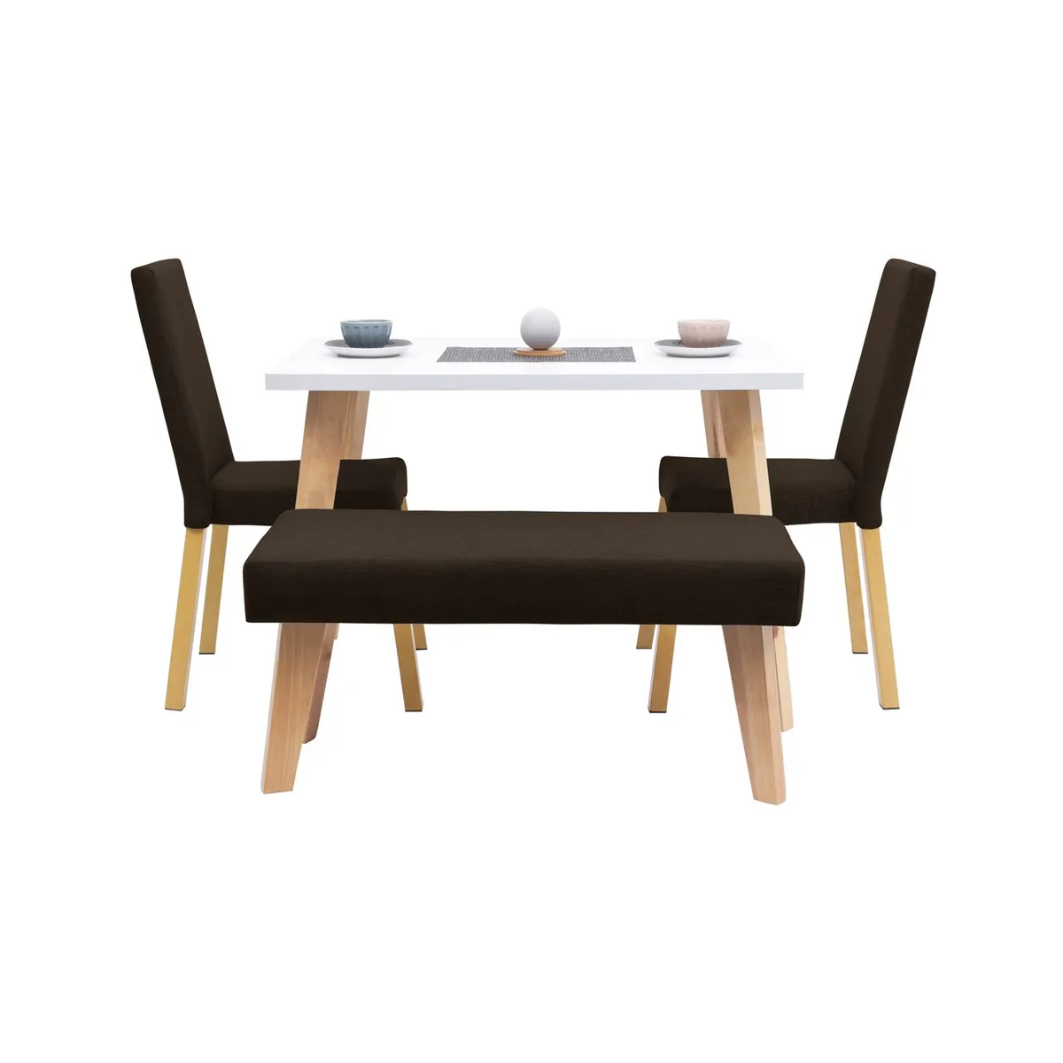 MICA - Juego de Comedor Moderno para 4 Personas Gris (Comedor + 2 Sillas + Banco) Mica