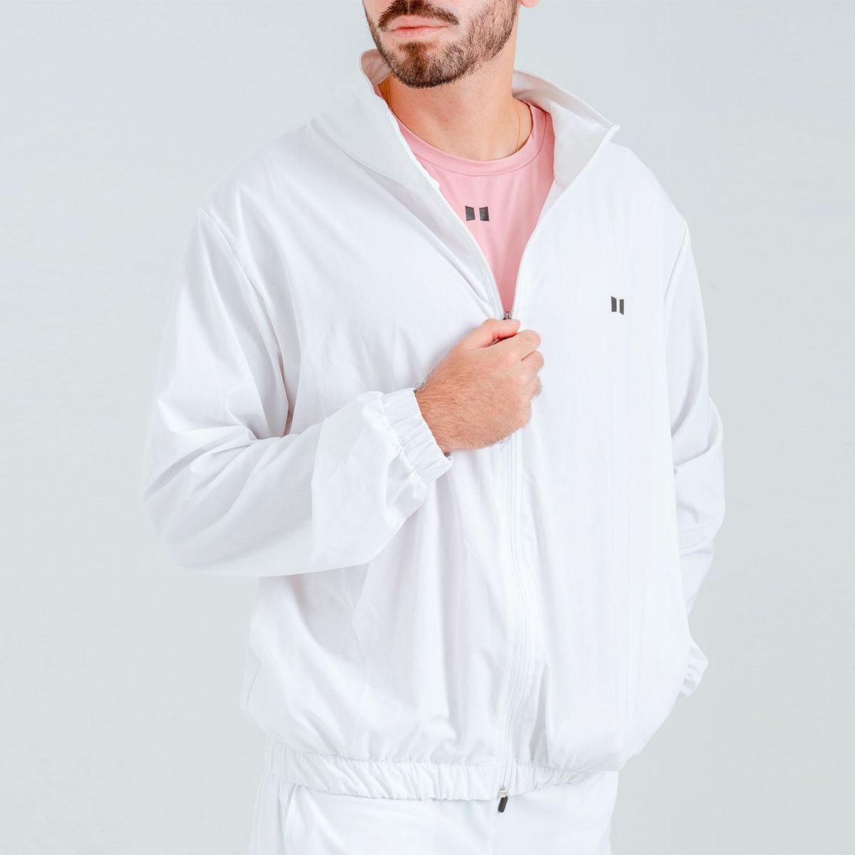  - Chaqueta Cortavientos Deportiva Imfitworld para Hombre Blanca
