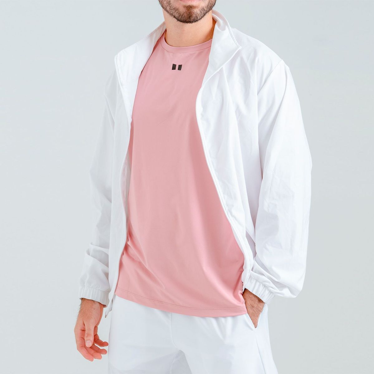  - Chaqueta Cortavientos Deportiva Imfitworld para Hombre Blanca