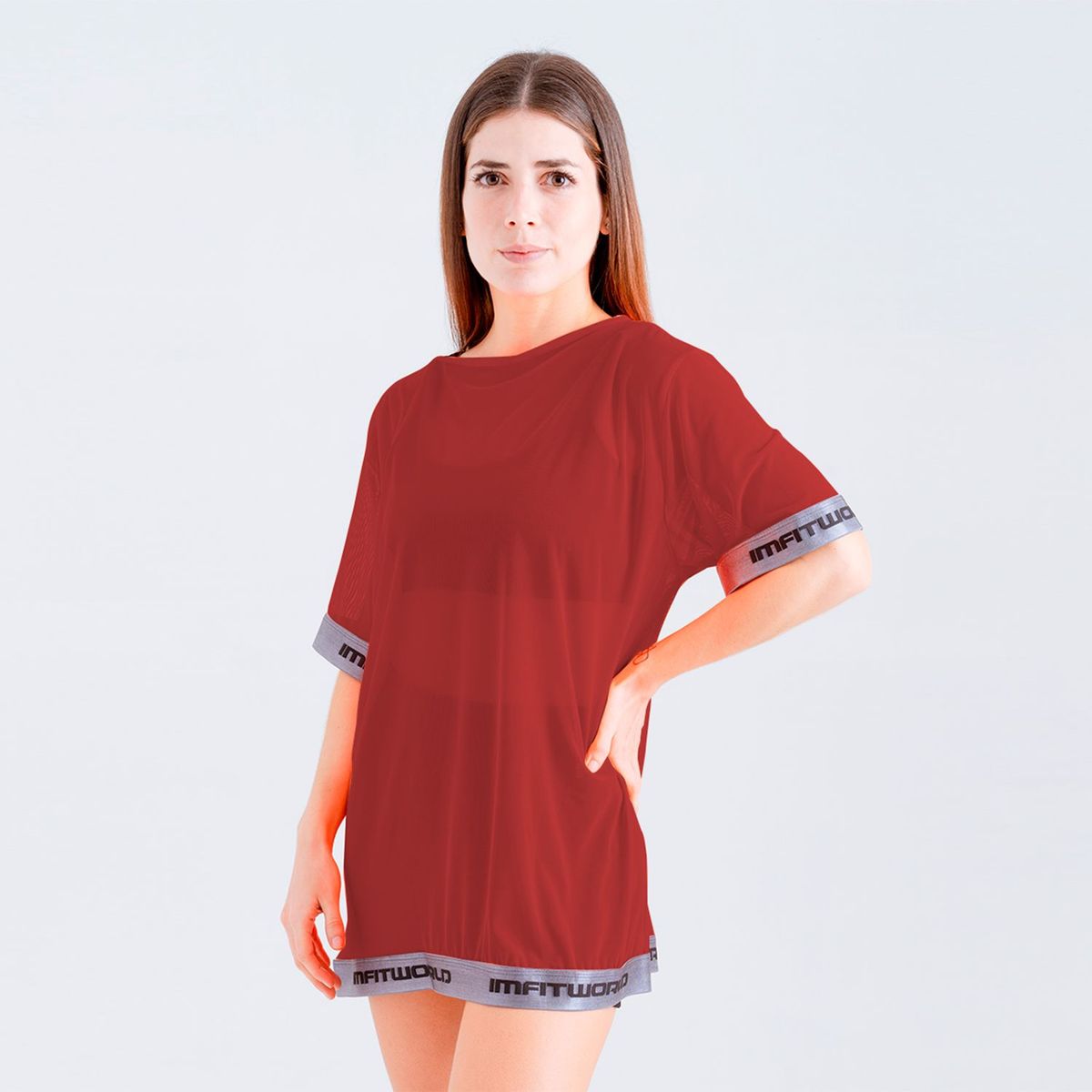  - Camiseta en Malla deportiva Para Training o Playa Imfitworld Rojo Mujer