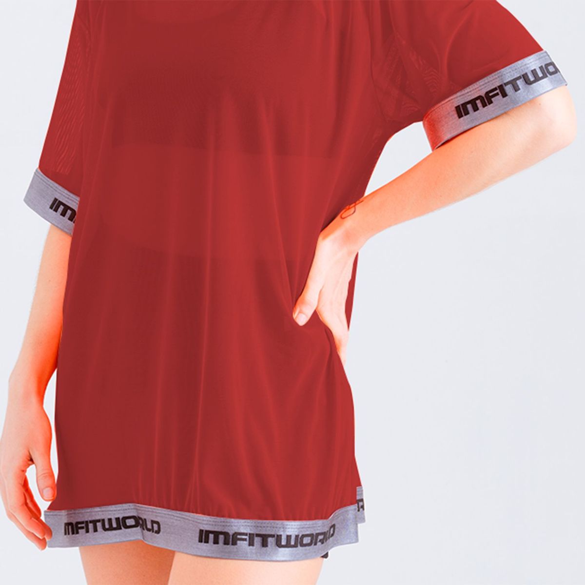  - Camiseta en Malla deportiva Para Training o Playa Imfitworld Rojo Mujer