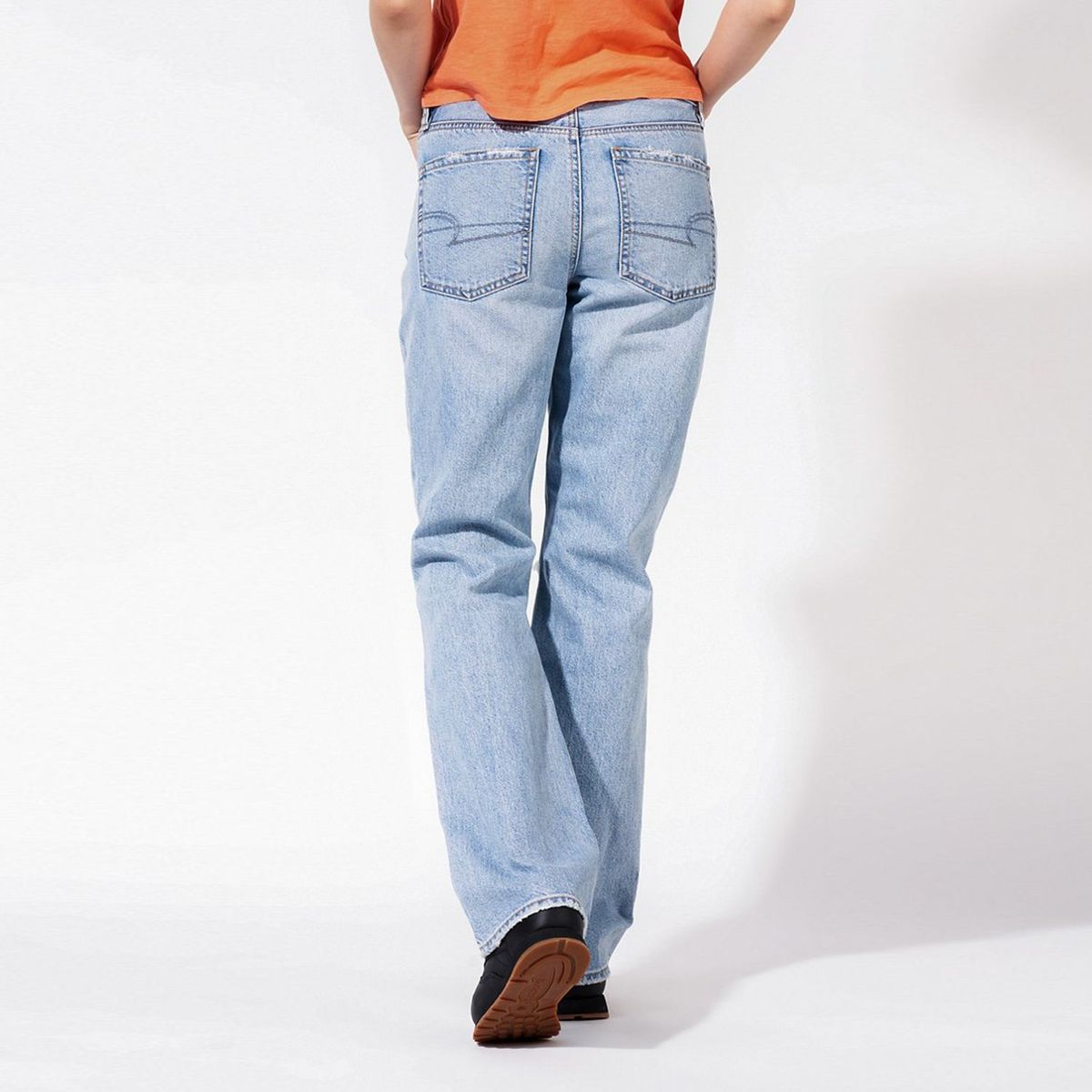 AMERICAN EAGLE - Jean Wide Leg para Mujer Tiro alto de Algodón American Eagle