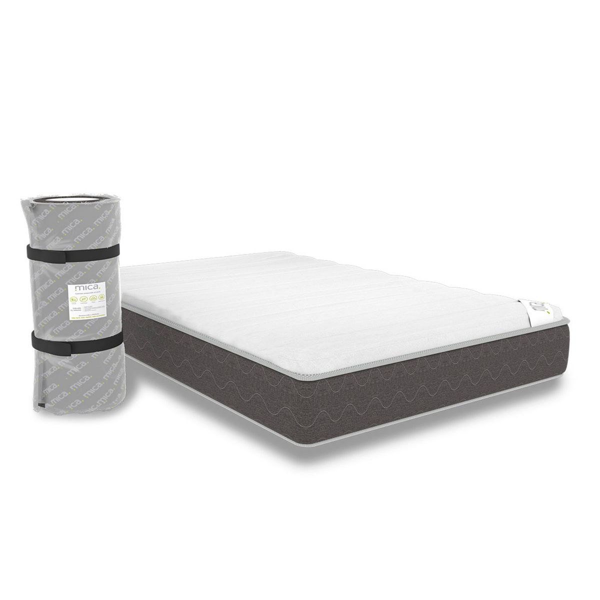 MICA - Colchón Doble Firmeza Media Resortes Zurich Roll 140 x 190 cm Mica