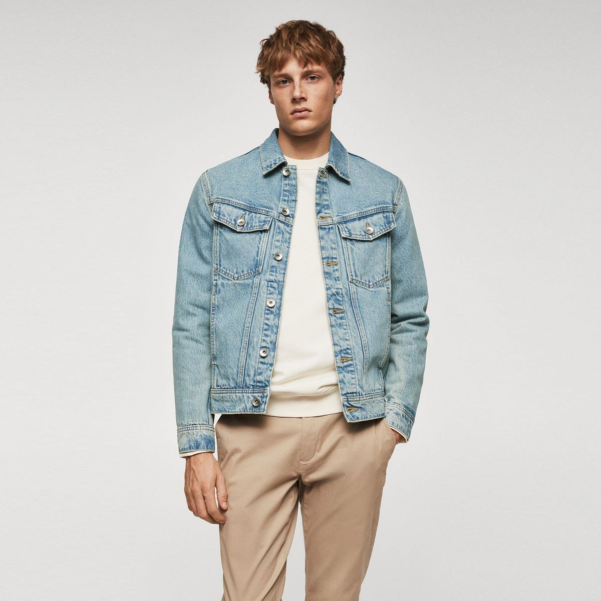 MANGO - Chaqueta de jean para Hombre SLIM de Algodón MANGO