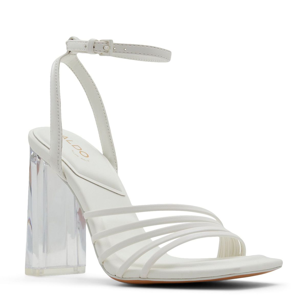 ALDO - Sandalias para Mujer con tacón grueso y transparente. Sandalias Aldo blancas de moda para mujer