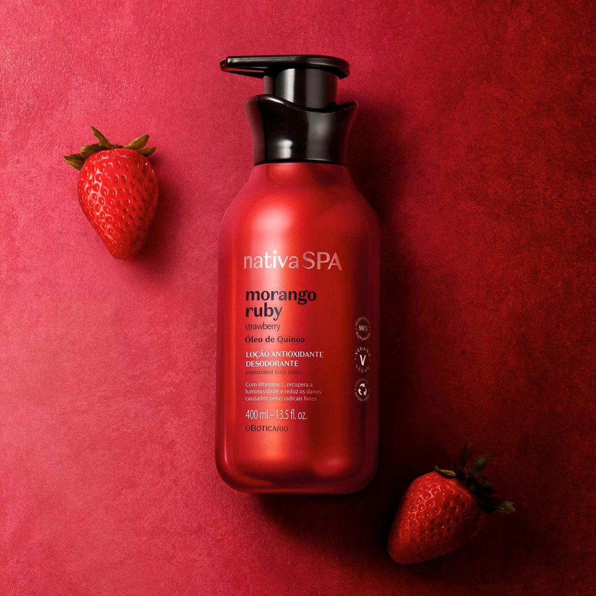 NATIVA SPA - Hidratante corporal para cuerpo Morango Ruby Nativa Spa O Boticario 400 ml