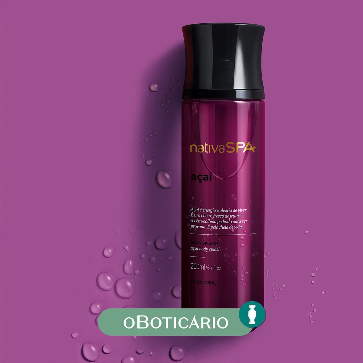 NATIVA SPA - Esencia De Baño Body Splash Acai V2 Exp Nativa Spa O Boticario Para Todo Tipo De Piel 200 ml 