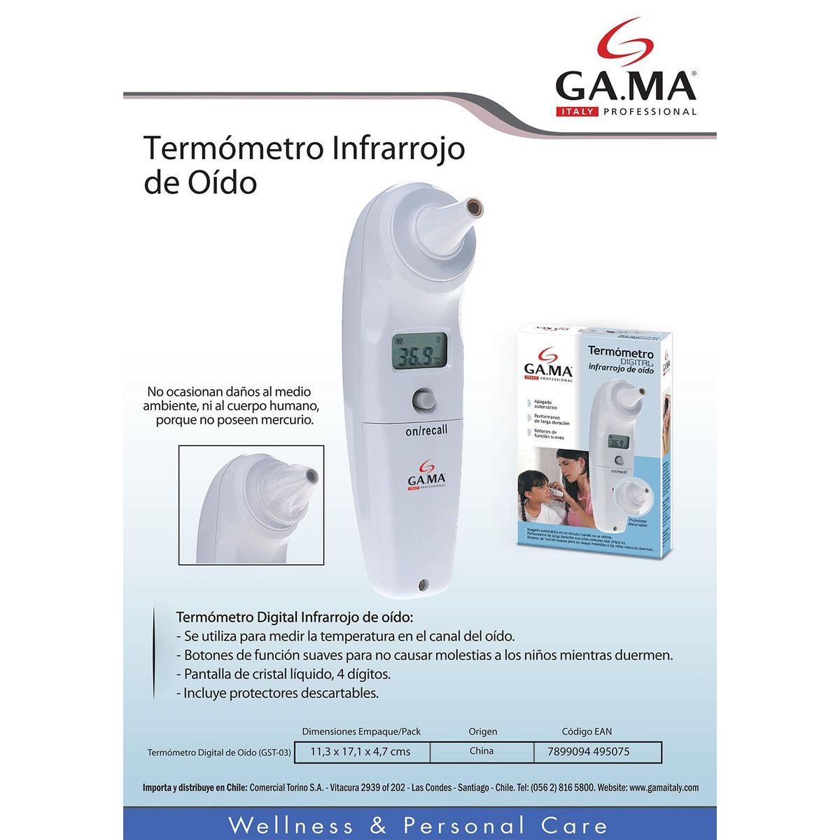 GAMA - Termometro Digital Ga.Ma Infrarojo Oido